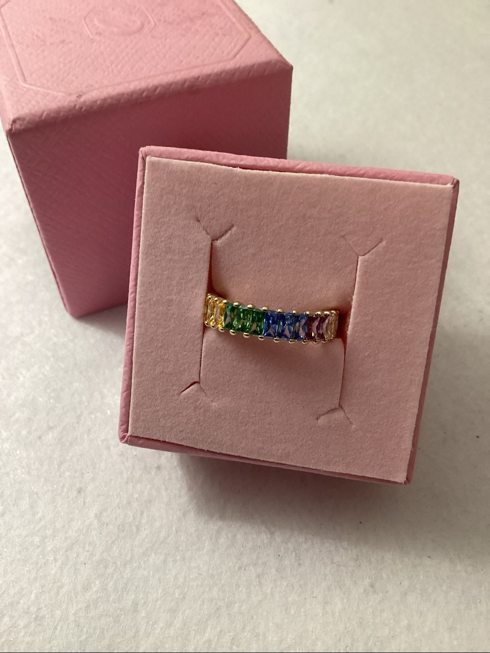 Swarovski Multicolored Baguette Cut Gold-Tone Plated Matrix Ring size 6.5 - Picture 1 of 16